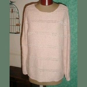 Chico's Pink Sparkly Long Sleeve Open Knit Sweater